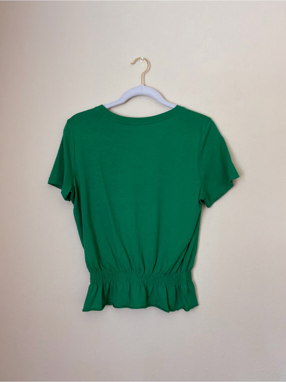 Zara Green Short Sleeve Smocked Waist Top - Picture 4 of 6